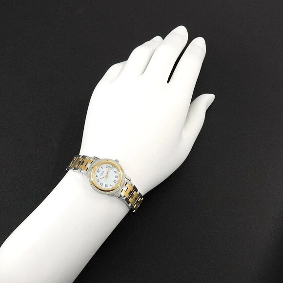 HERMES Clipper CL4 220 Quartz Date White Dial Ladies Watch - Picture 1 of 12